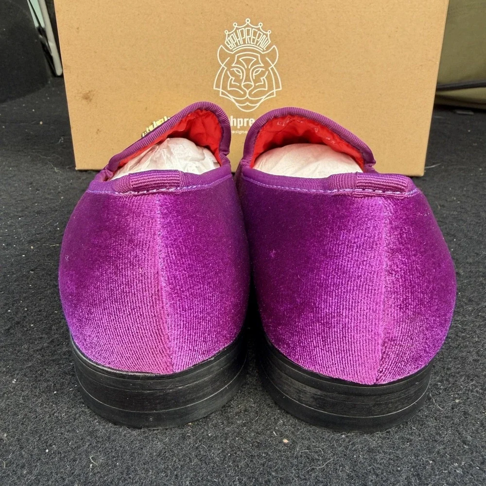 Erphpre Paul‎ EP2022036 Shoes Mens Size 9 Purple Velvet Cap Toe Loafers Dress